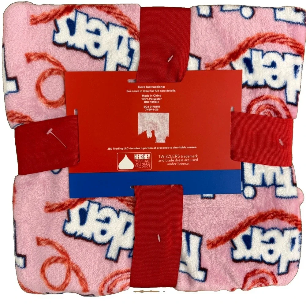NWT Twizzlers Pink Plush Throw Blanket 50